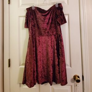 OTS Maroon Crushed Velvet Skater Dres